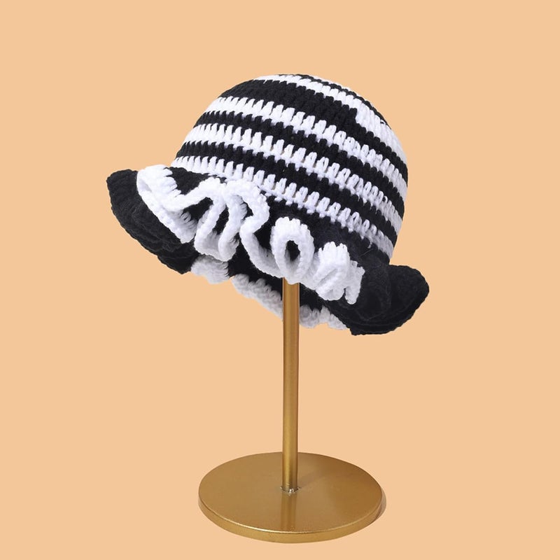 Ahouws Crochet Bucket Hat Women Trendy Knit Floppy Cap Cute Boho Handmade Beanies Outdoor Boho Travel Fishing Hat - Image 5